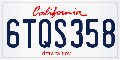 CA license plate 6TQS358
