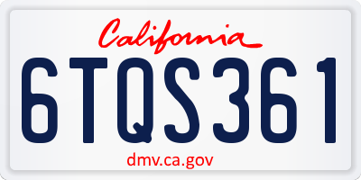 CA license plate 6TQS361