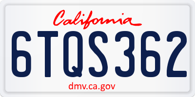 CA license plate 6TQS362