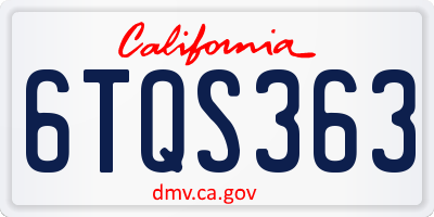 CA license plate 6TQS363