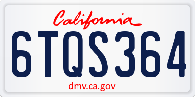 CA license plate 6TQS364