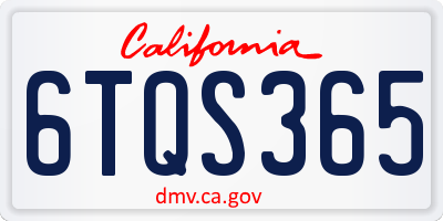 CA license plate 6TQS365