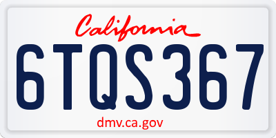 CA license plate 6TQS367