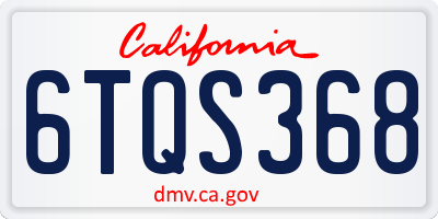 CA license plate 6TQS368