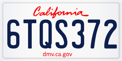 CA license plate 6TQS372