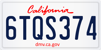 CA license plate 6TQS374