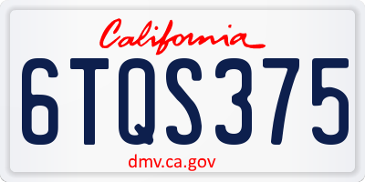 CA license plate 6TQS375