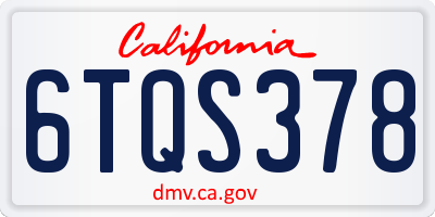 CA license plate 6TQS378