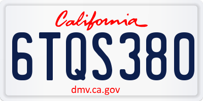 CA license plate 6TQS380