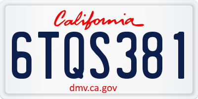 CA license plate 6TQS381