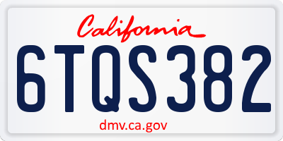 CA license plate 6TQS382