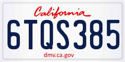 CA license plate 6TQS385