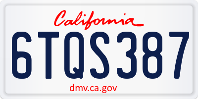 CA license plate 6TQS387