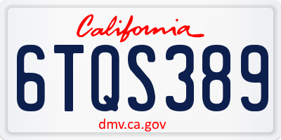 CA license plate 6TQS389