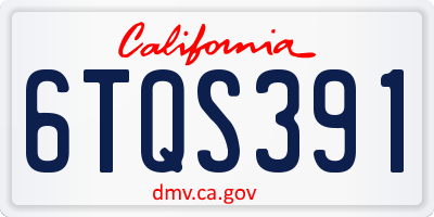 CA license plate 6TQS391