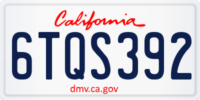 CA license plate 6TQS392