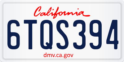 CA license plate 6TQS394