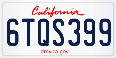 CA license plate 6TQS399