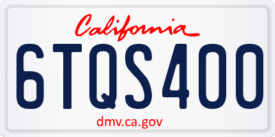 CA license plate 6TQS400