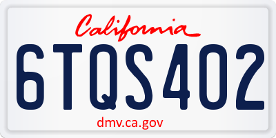 CA license plate 6TQS402