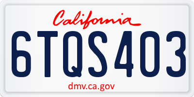 CA license plate 6TQS403