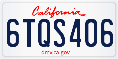 CA license plate 6TQS406