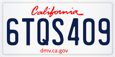 CA license plate 6TQS409