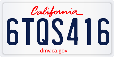 CA license plate 6TQS416