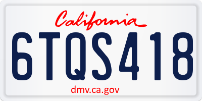 CA license plate 6TQS418