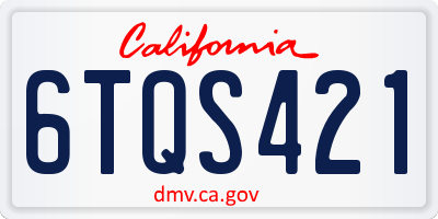 CA license plate 6TQS421