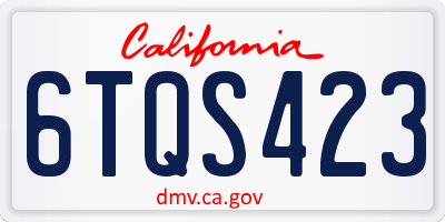 CA license plate 6TQS423