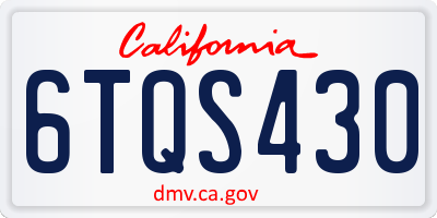 CA license plate 6TQS430