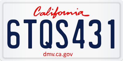 CA license plate 6TQS431