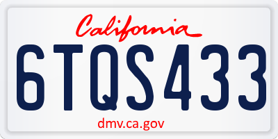 CA license plate 6TQS433