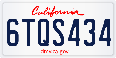 CA license plate 6TQS434