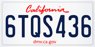 CA license plate 6TQS436