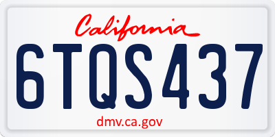 CA license plate 6TQS437
