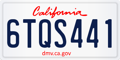 CA license plate 6TQS441