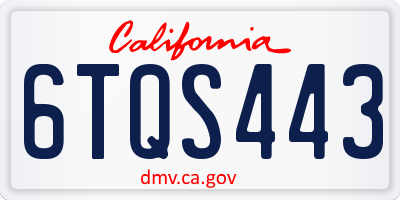 CA license plate 6TQS443