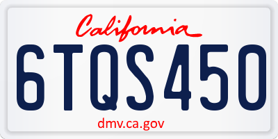 CA license plate 6TQS450