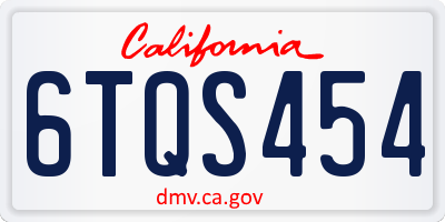 CA license plate 6TQS454