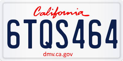 CA license plate 6TQS464