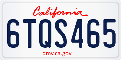 CA license plate 6TQS465