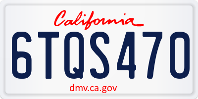 CA license plate 6TQS470