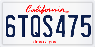 CA license plate 6TQS475