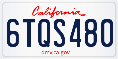 CA license plate 6TQS480