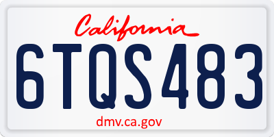 CA license plate 6TQS483