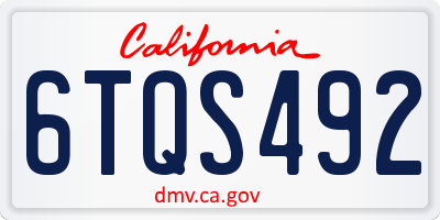 CA license plate 6TQS492