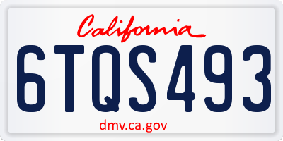 CA license plate 6TQS493