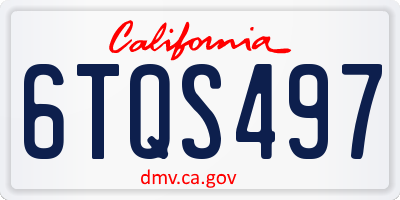 CA license plate 6TQS497